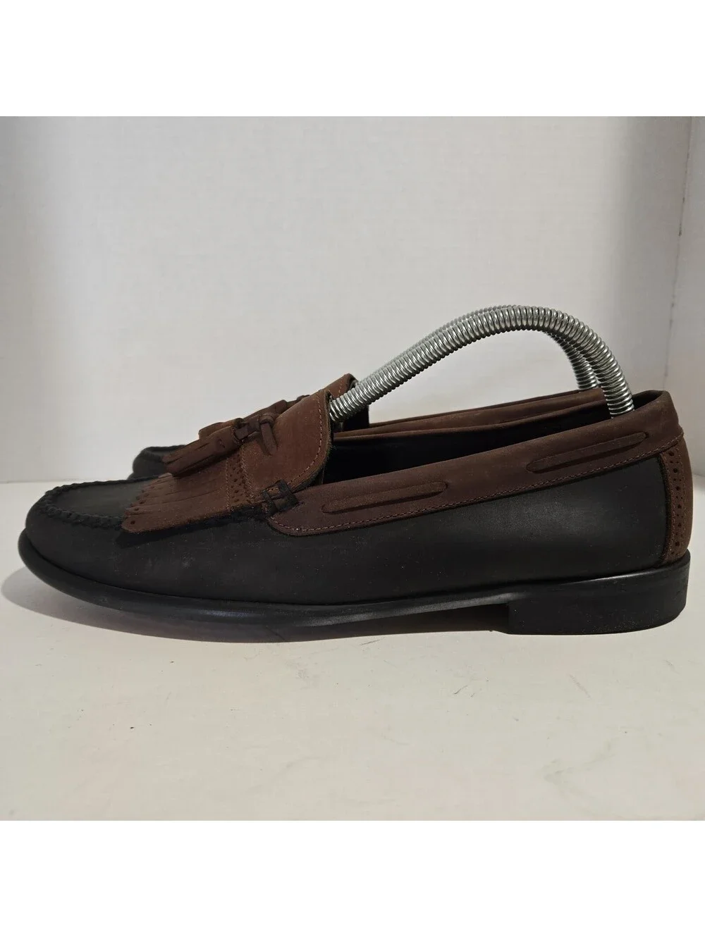 GH Bass Kiltie Leather Tassel Loafer Black & Brown Shoes Men's Size 10 M